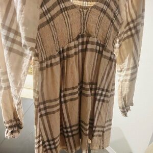 Plaid Long Sleeve Dress above knee babydoll. Super cute. Sandal or boots.